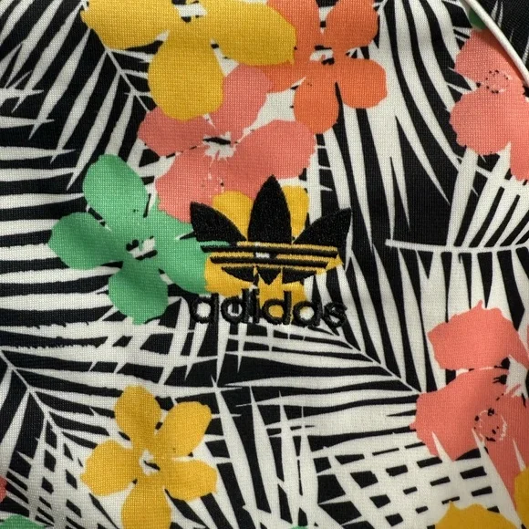 Adidas Originals Girls Palm Print Track Jacket Zip Up Athleisure Streetwear Sz L - Picture 7 of 9